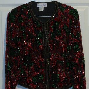 Lawrence Kazar Holiday Sequin Blazer Size S